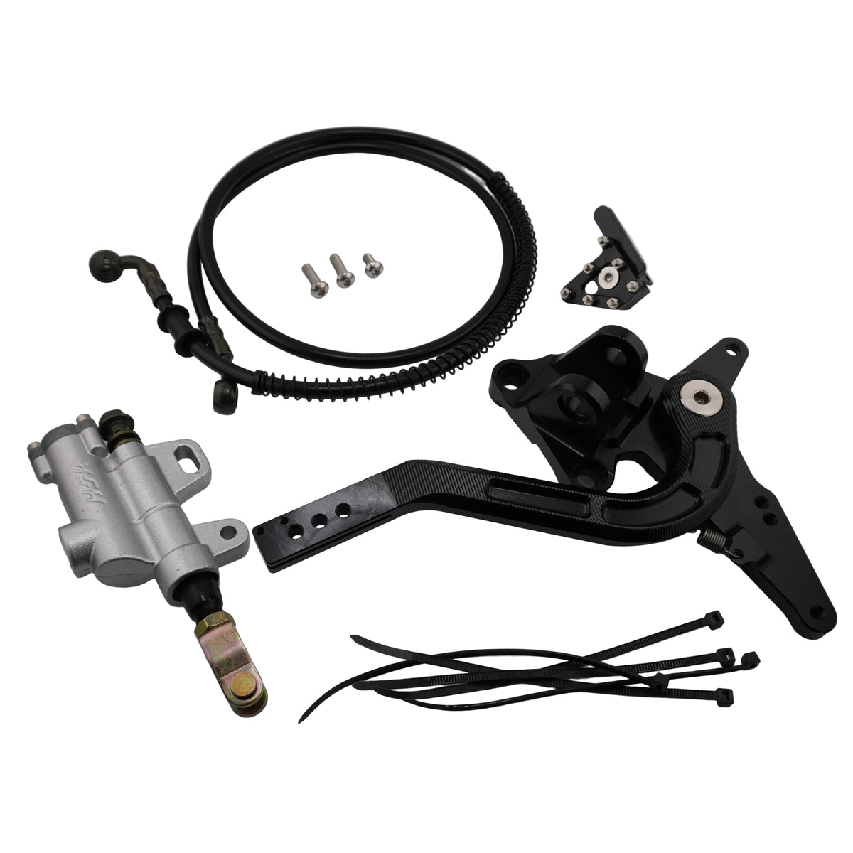 Sur-Ron Ultra Bee CNC foot brake kit with pedal, master cylinder, brake line and hardware
