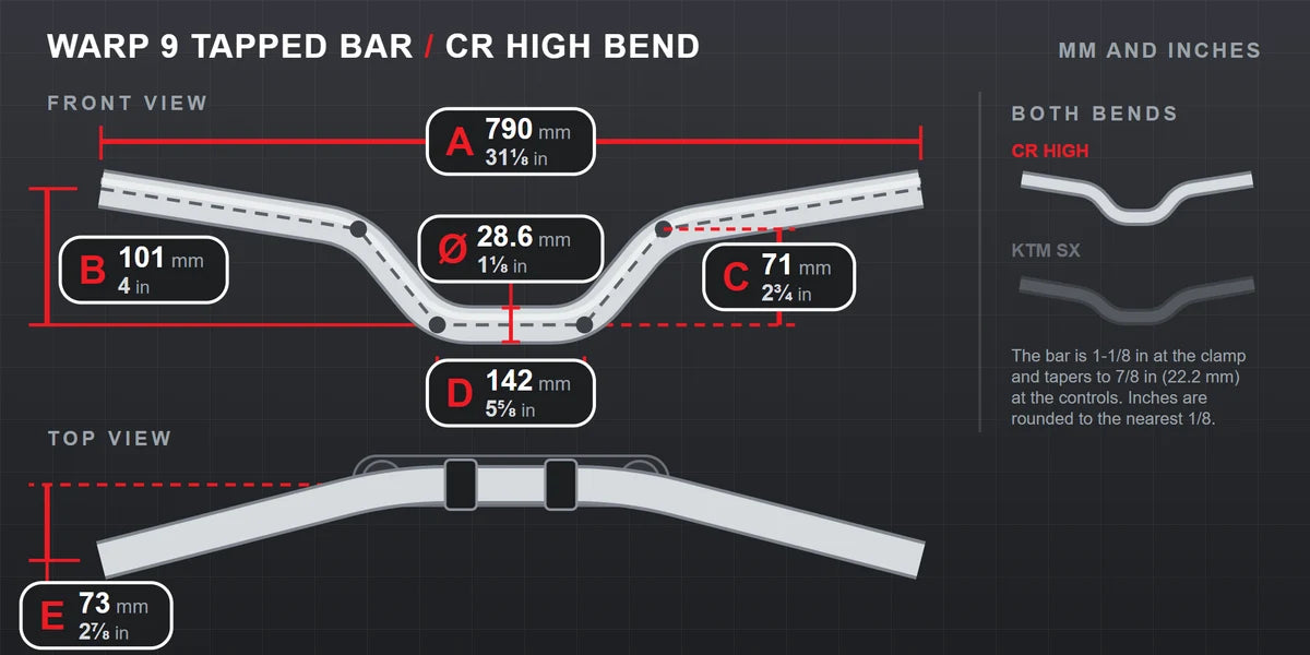 Warp 9 Tapped MX Handlebars // 1 1/8th Clamp