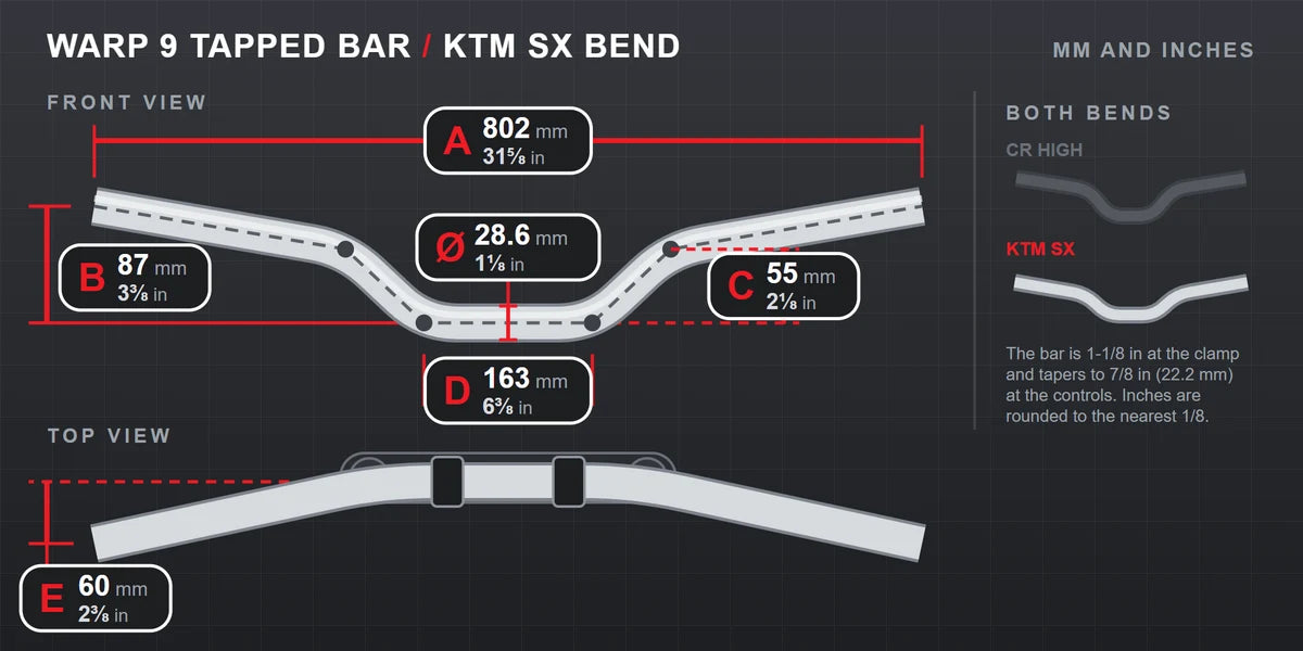 Warp 9 Tapped MX Handlebars // 1 1/8th Clamp