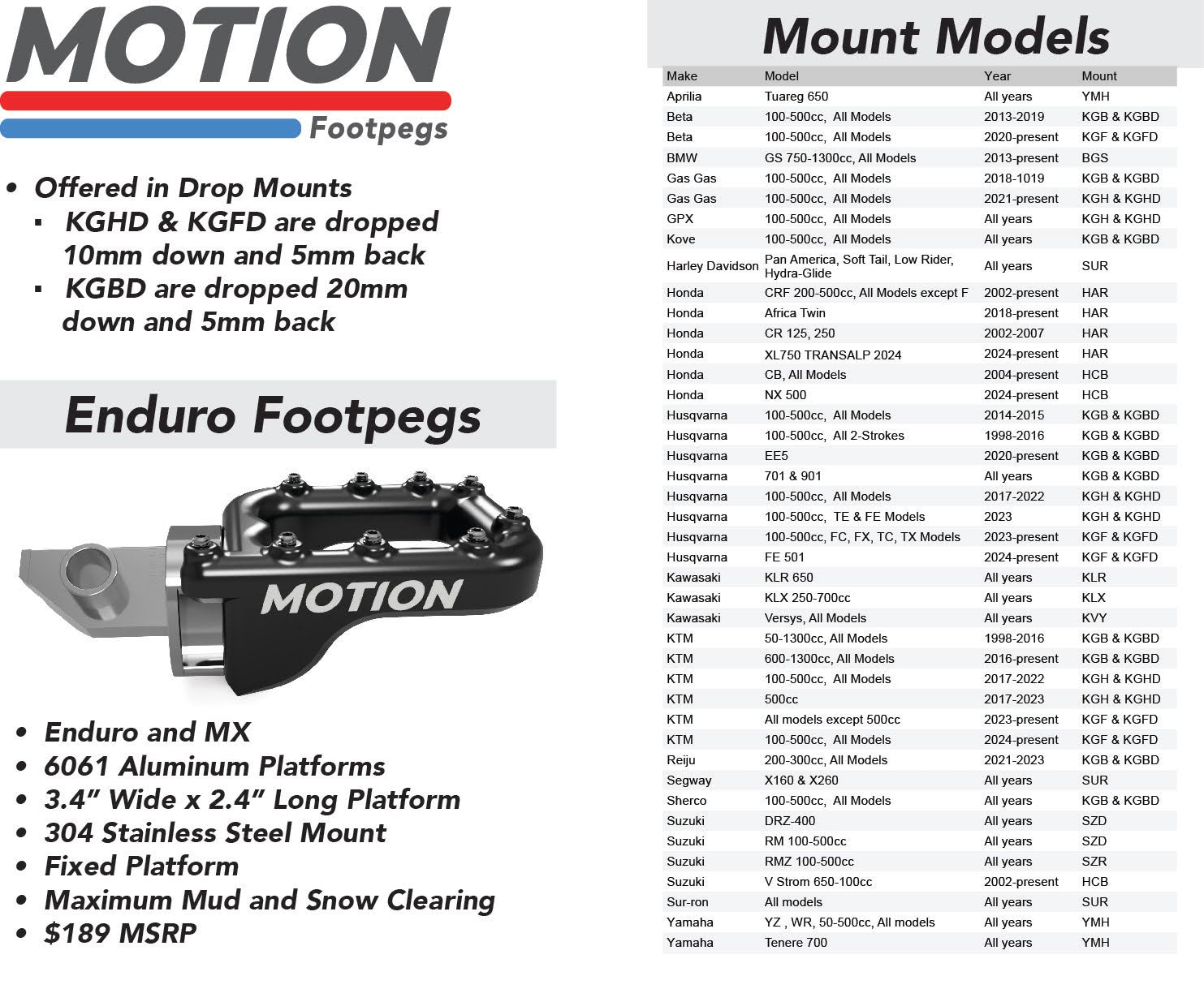 Motion Flex-Mount Footpegs