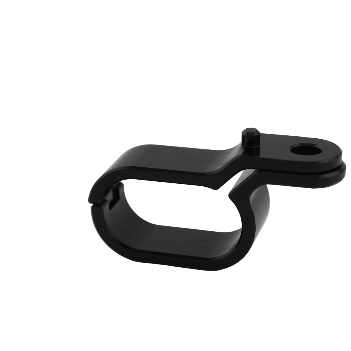 Black CNC front brake line guide for Sur-Ron Ultra Bee, side view showing the mounting tab