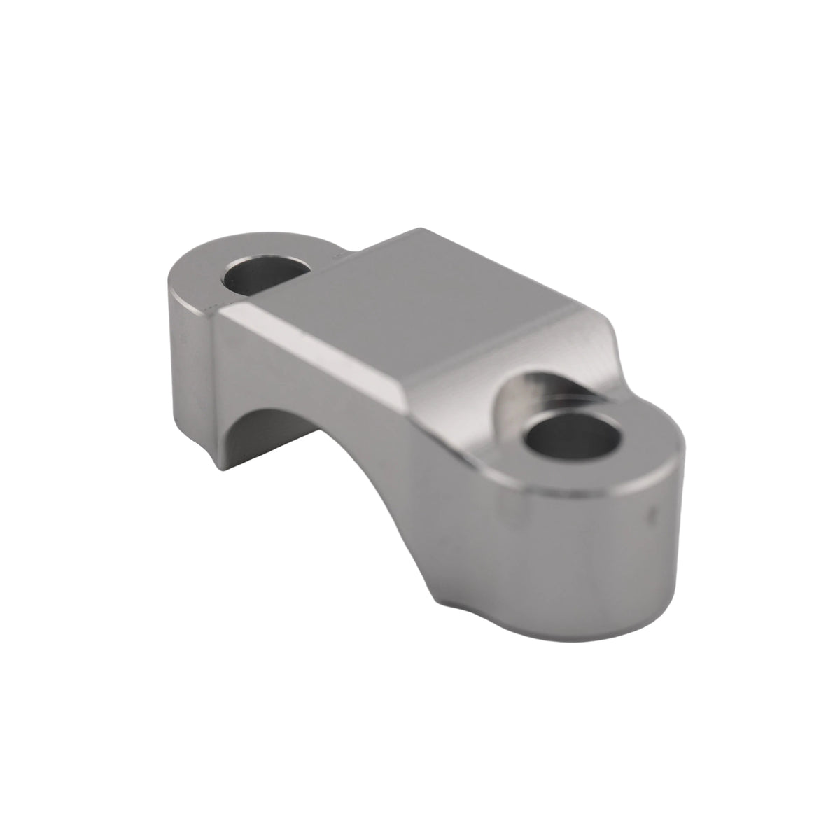 Silver CNC brake lever clamp for Sur-Ron Ultra Bee brakes, angled view