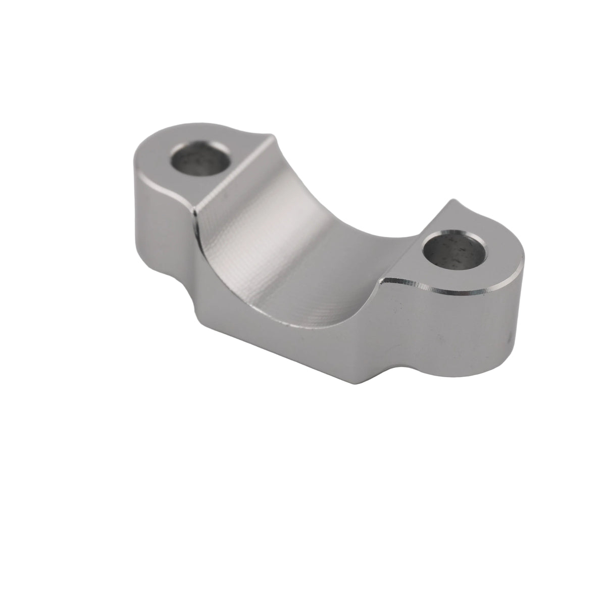 Silver CNC brake lever clamp for Sur-Ron Ultra Bee brakes, side view showing the mounting holes