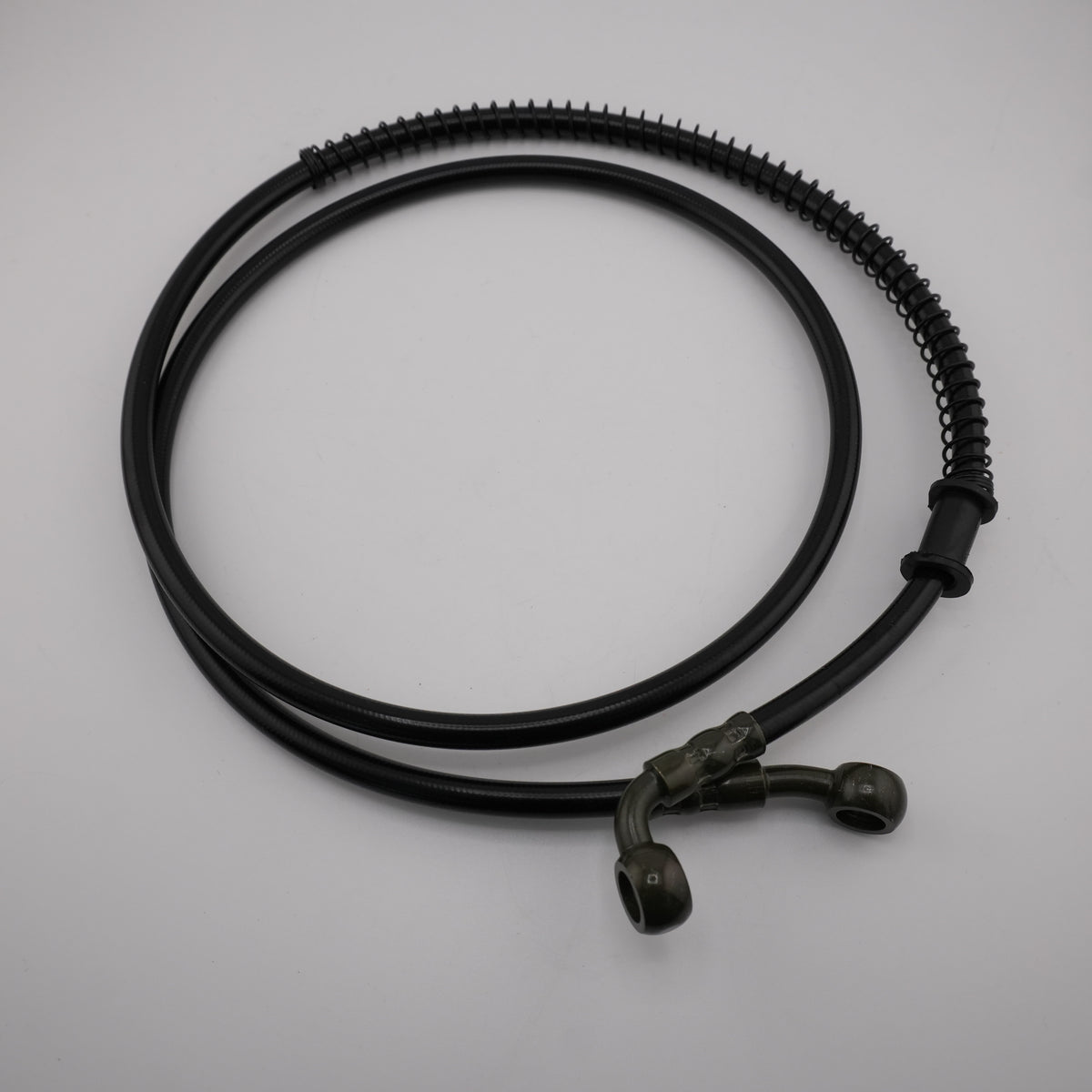 Black rear brake line with banjo fittings included in the Ultra Bee foot brake kit