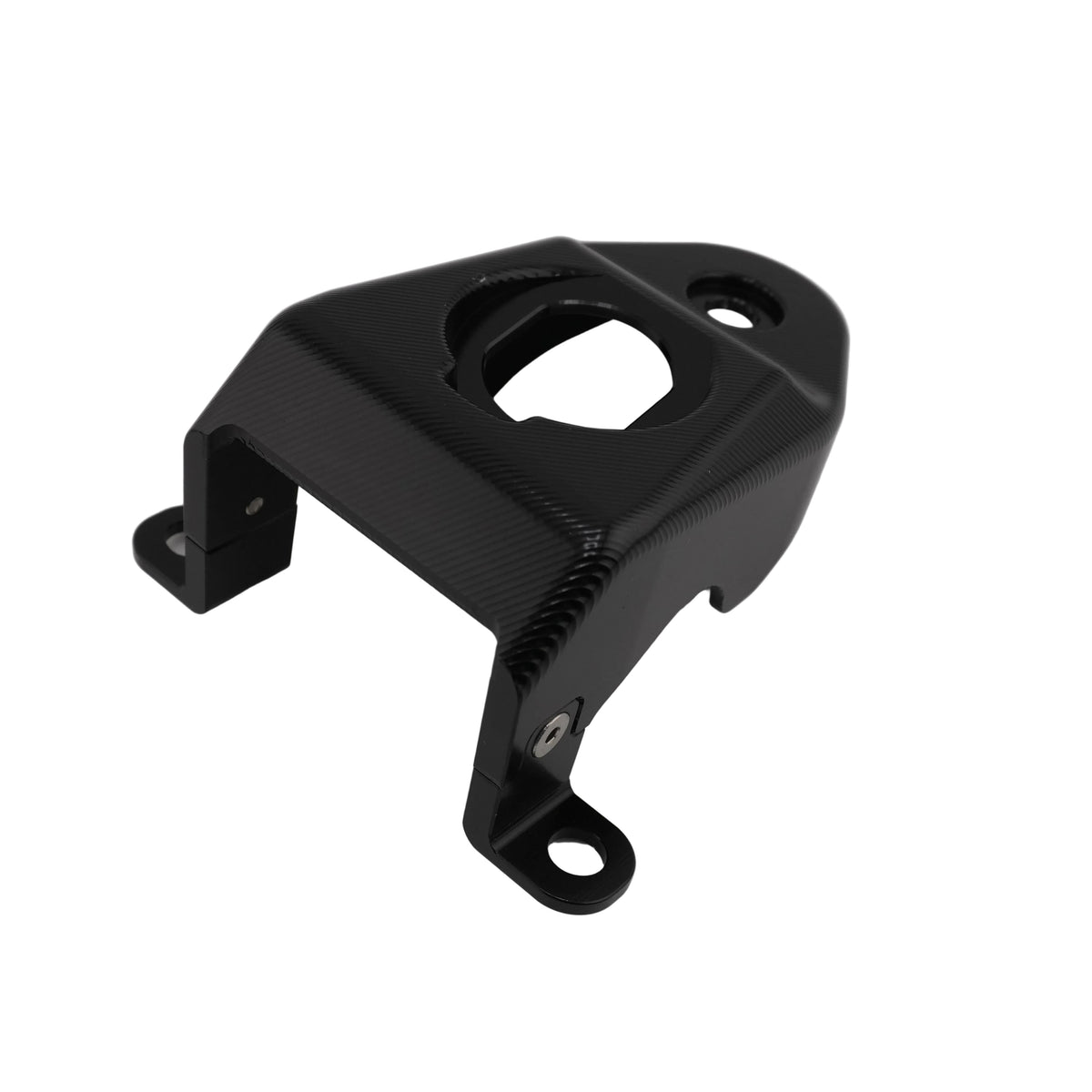 Black CNC key ignition cover for Sur-Ron Ultra Bee, angled view