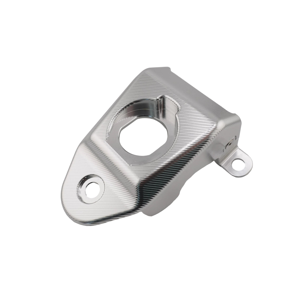 Silver CNC key ignition cover for Sur-Ron Ultra Bee, top view showing the key opening
