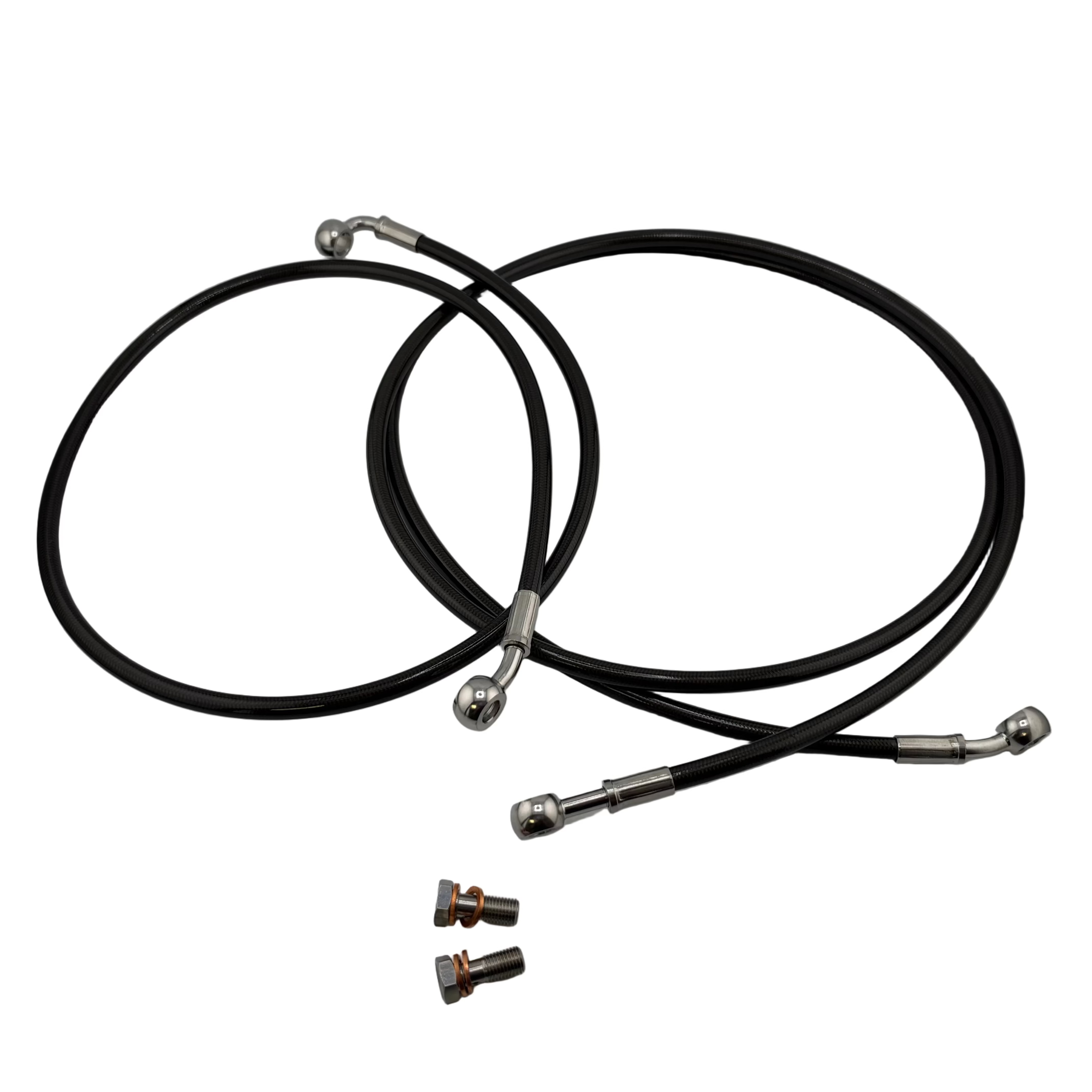 EBike Garage Formula EB7-EB9 foot and handbrake 2-piece black braided brake line set with two longer M8 banjo bolts