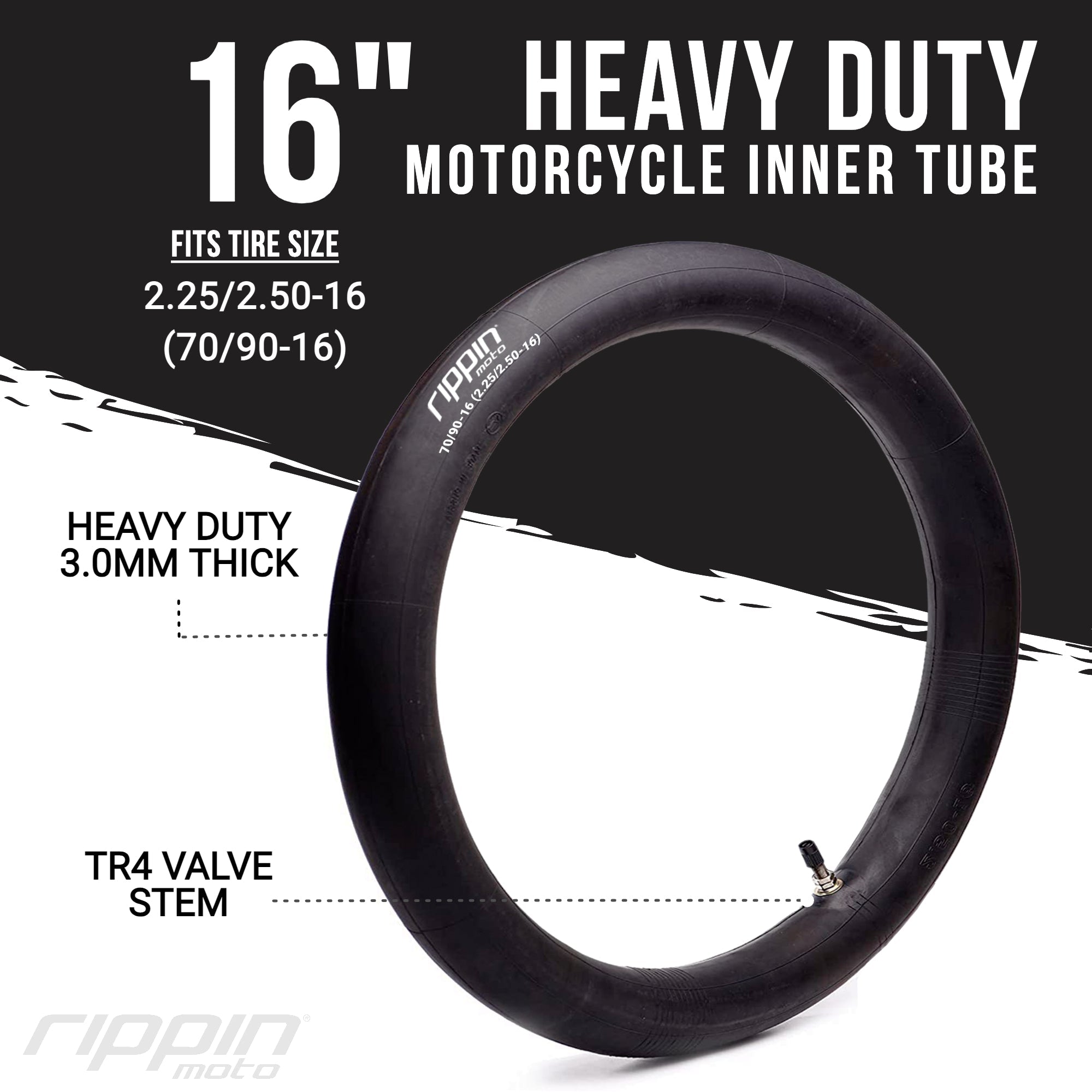 Rippin Moto 70/90-16 (2.25/2.5-16) Heavy Duty 16" Inner Tube 3mm Thick