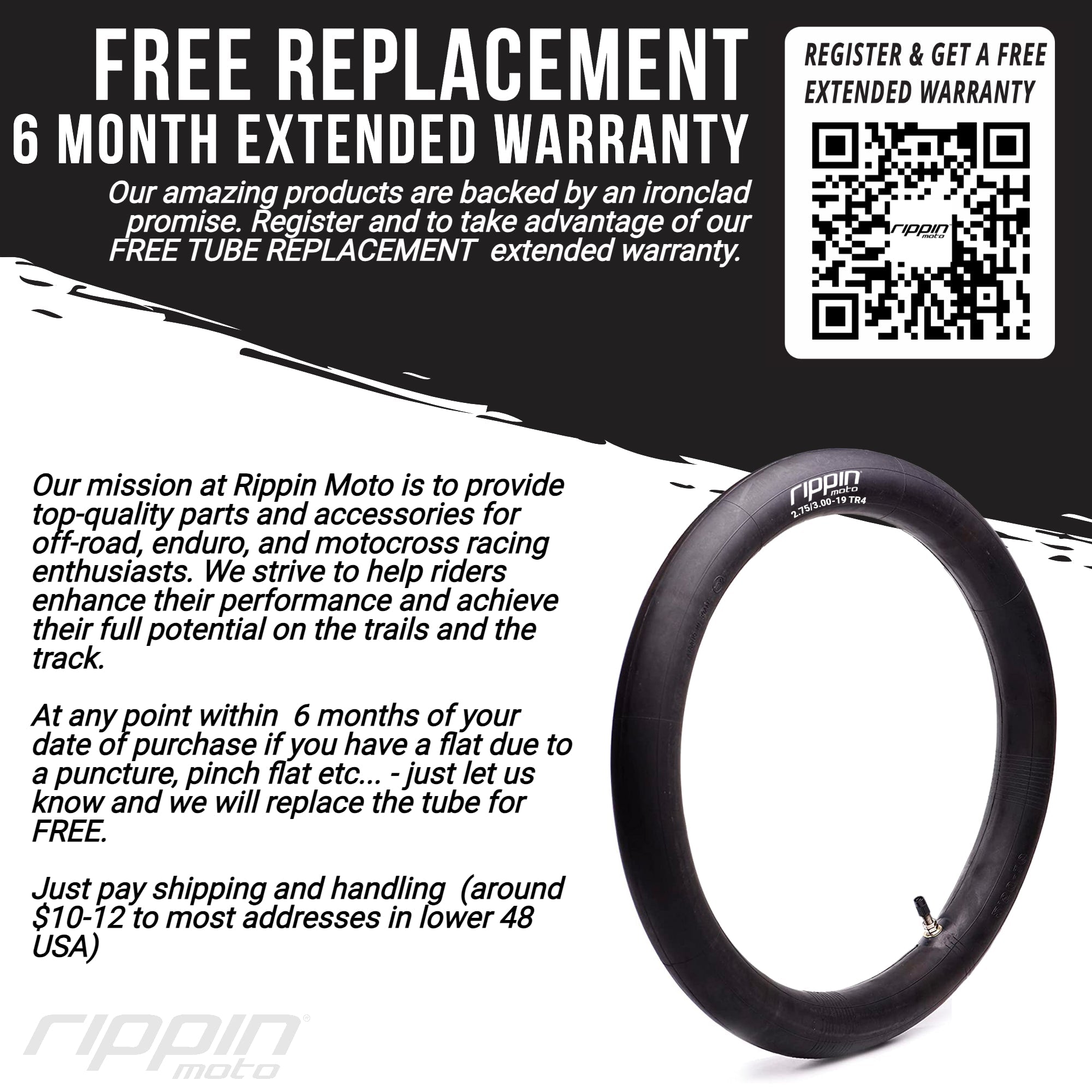 Rippin Moto 70/90-16 (2.25/2.5-16) Heavy Duty 16" Inner Tube 3mm Thick
