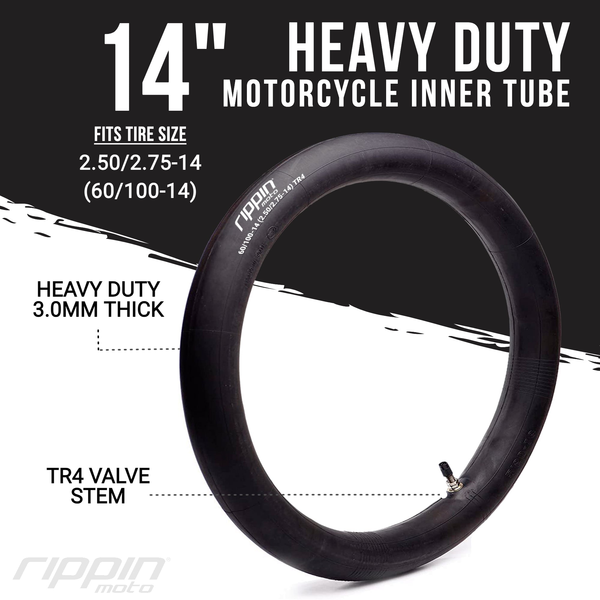 Rippin Moto 60/100-14 (2.50/2.75-14) Heavy Duty 14" Inner Tube 3mm Thick