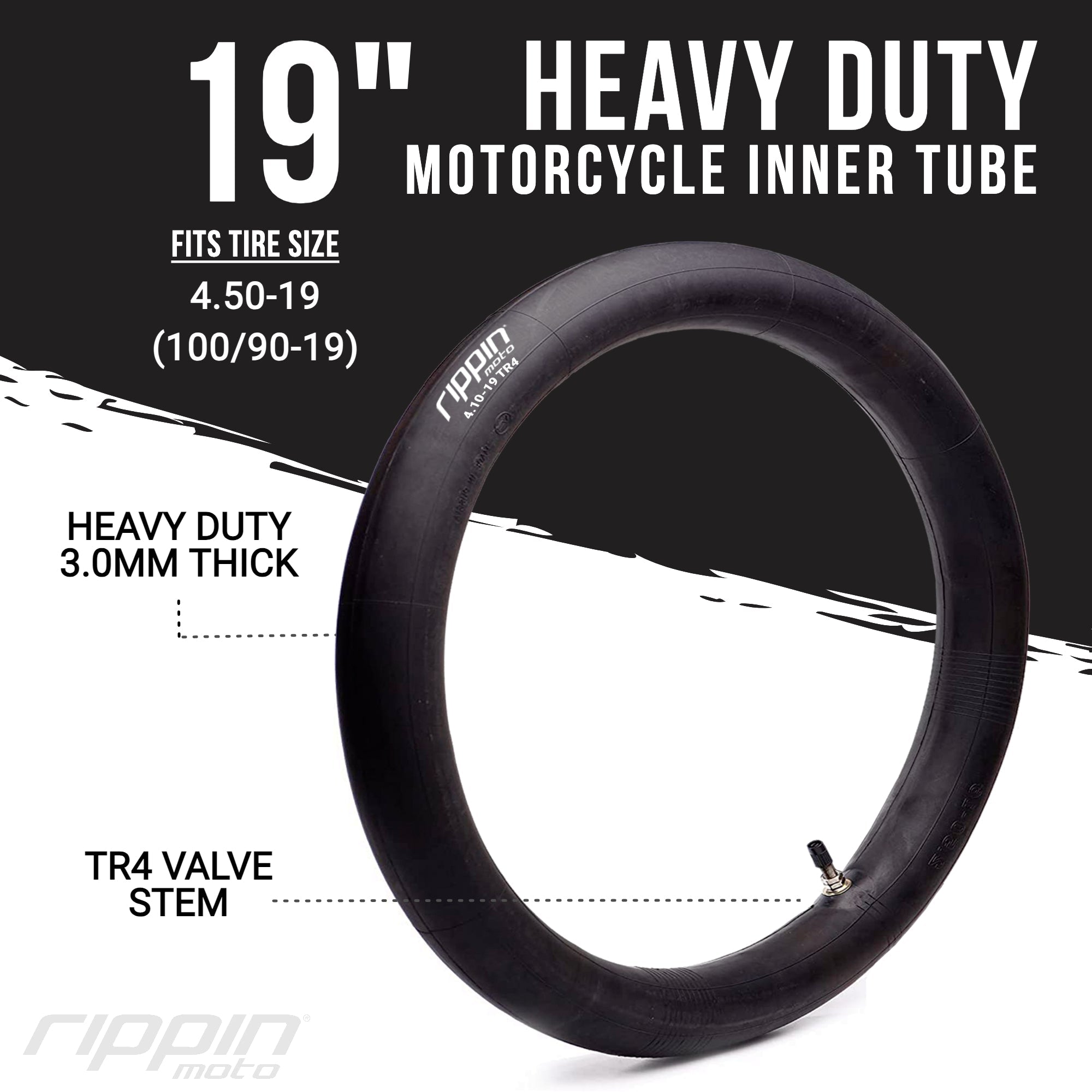 Rippin Moto 100/90-19 (4.10 x 19) Heavy Duty 19" Inner Tube 3mm Thick