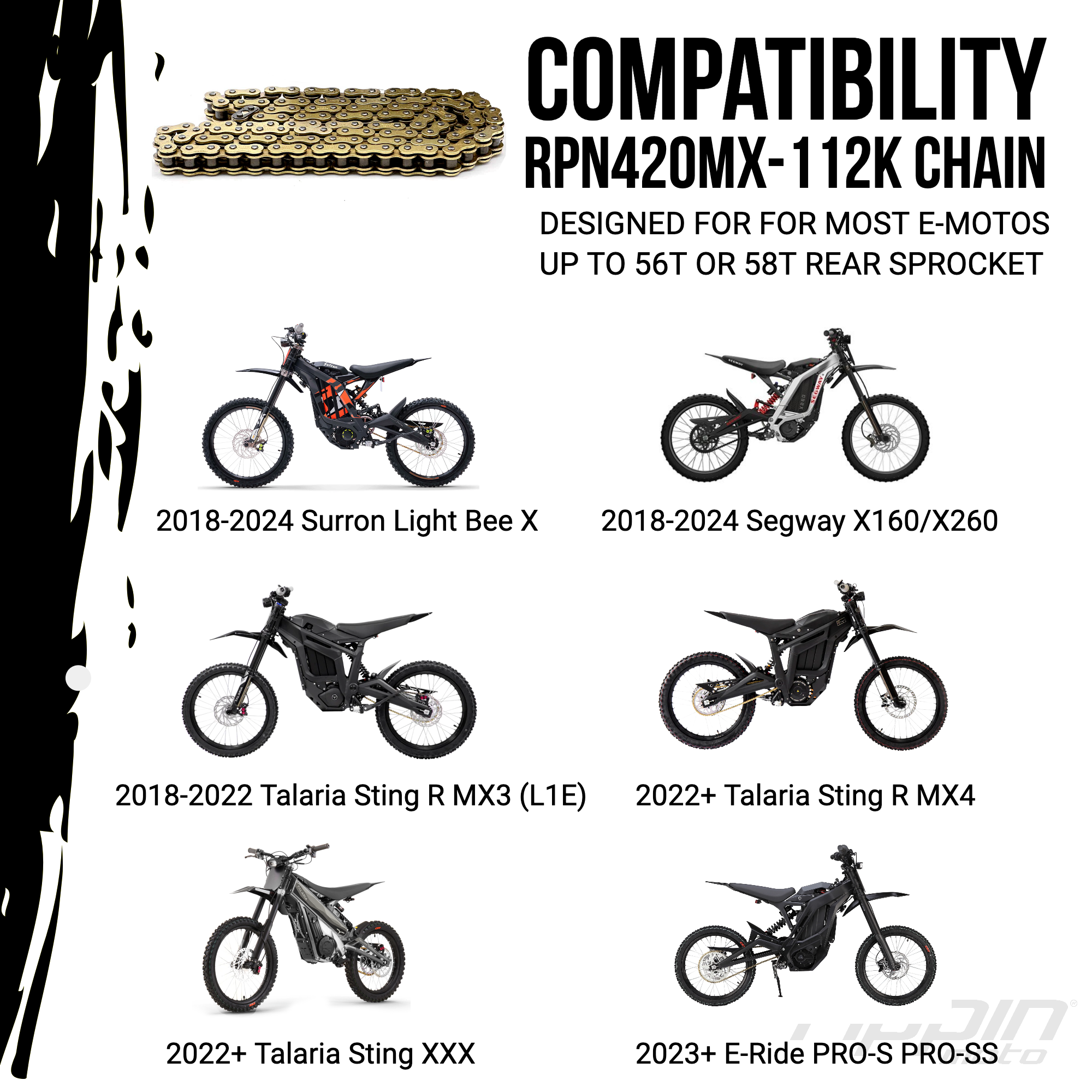 Rippin Moto RPN420MX Premium Gold MX O-Ring Chain