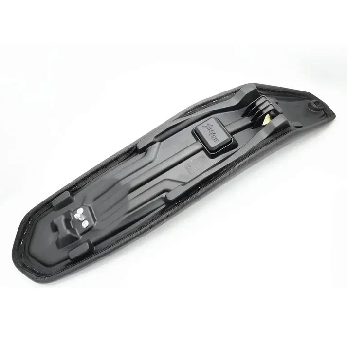 Underside of the Sur-Ron Ultra Bee OEM replacement seat showing the plastic seat base and mounting points